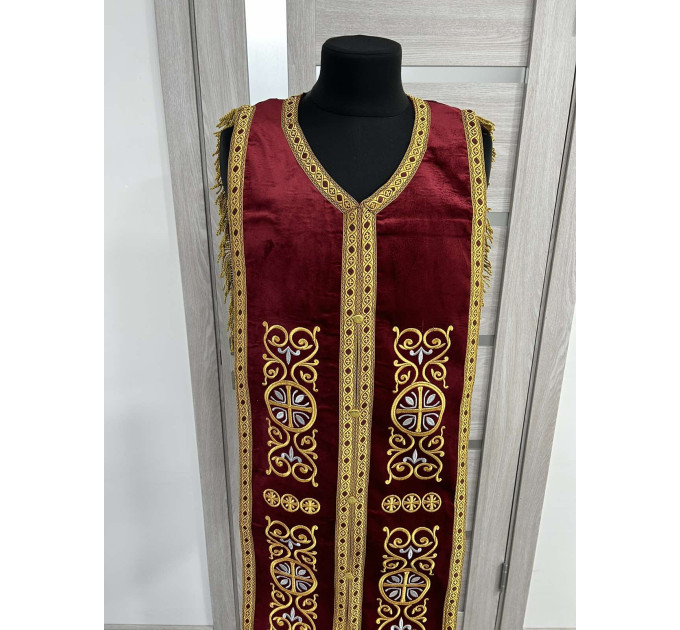 Embroidered Coptic style epitrachilus in velvet - Coptic Stole - Coptic epitrach