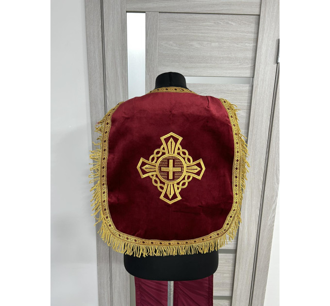 Embroidered Coptic style epitrachilus in velvet - Coptic Stole - Coptic epitrach