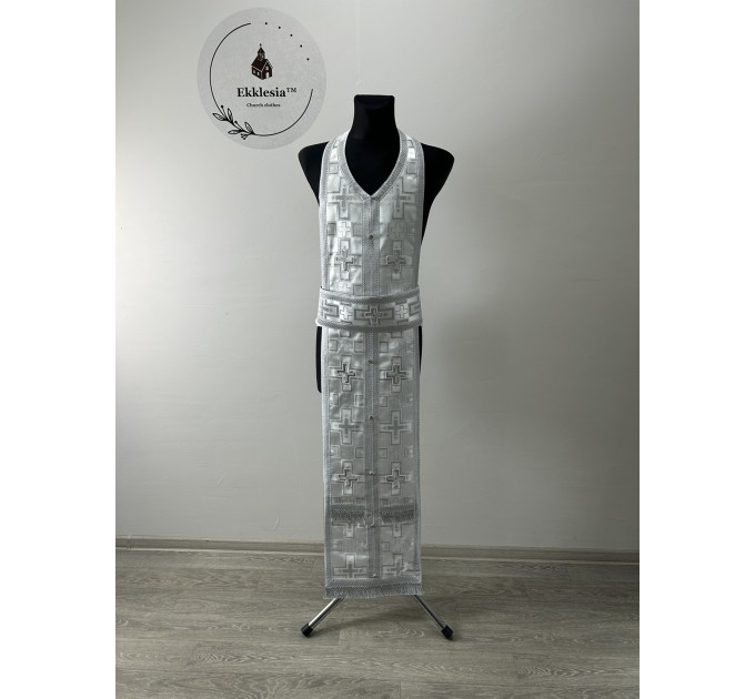 Greek style vestments set in whitered brocade - Orthodox vestments - Priest vestments - Priest vestments set