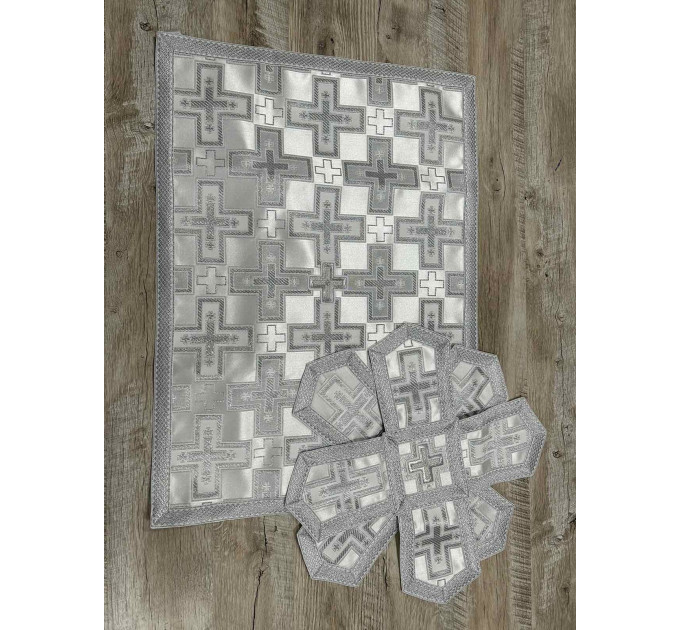 Greek style vestments set in whitered brocade - Orthodox vestments - Priest vestments - Priest vestments set
