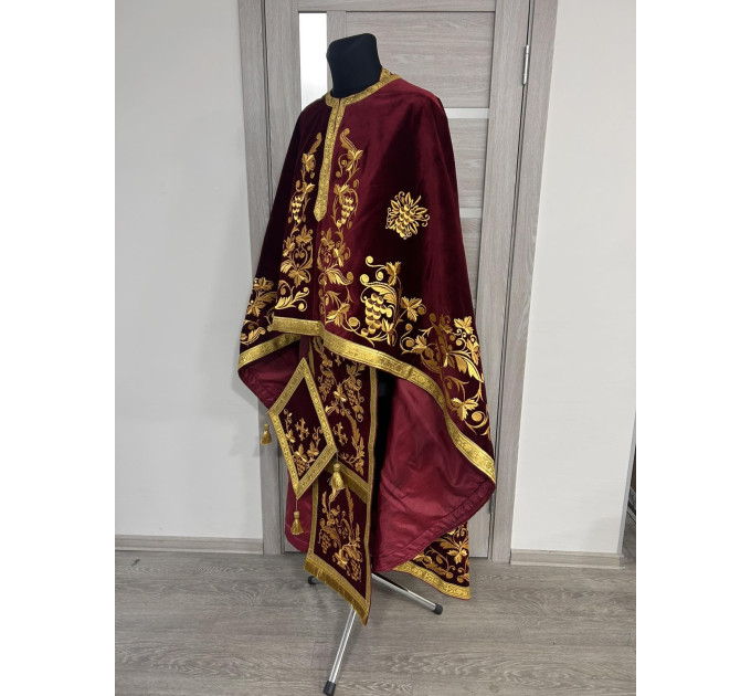 Greek vestment with solid epitrachyl - Priest robe - Orthodox vestments - Priest vestment - Clothes for priests - Religious cloth