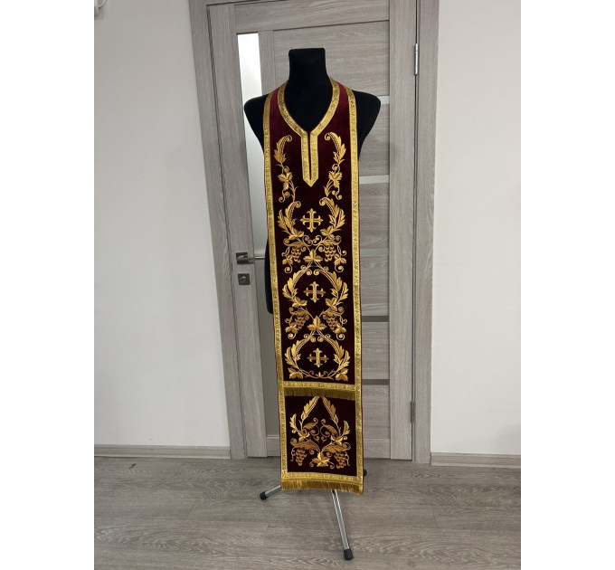 Greek vestment with solid epitrachyl - Priest robe - Orthodox vestments - Priest vestment - Clothes for priests - Religious cloth