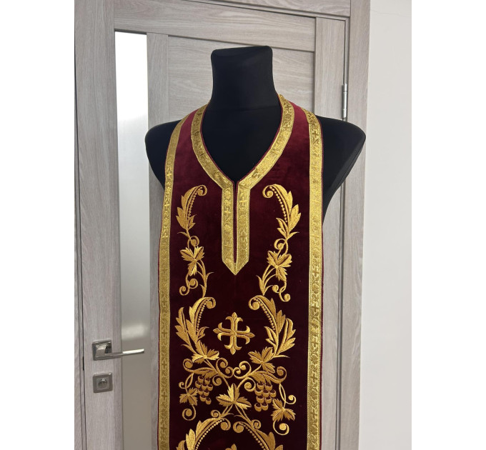 Greek vestment with solid epitrachyl - Priest robe - Orthodox vestments - Priest vestment - Clothes for priests - Religious cloth