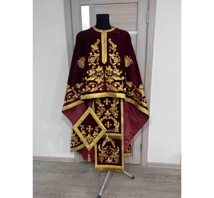 Greek vestment with solid epitrachyl - Priest robe - Orthodox vestments - Priest vestment - Clothes for priests - Religious cloth
