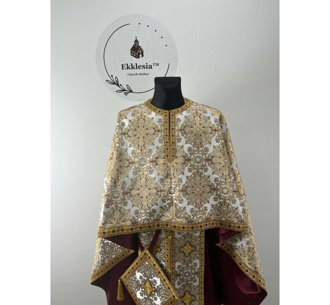 Priest vestment in Greek style - Liturgical priest clothes - Phelon in brocade