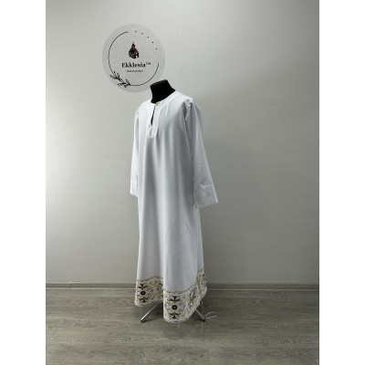Embroidered podryznik - Classic priest stikhar - White robe under vestment