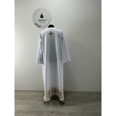 Embroidered podryznik - Classic priest stikhar - White robe under vestment
