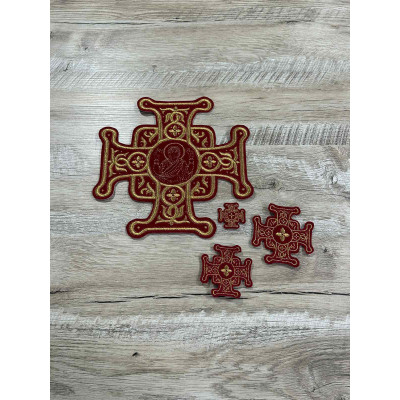 Set of 16 embroidered crosses for vestment - Patch crosses appliques set