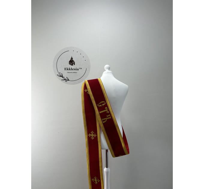Embroidered orar on velvet - Double orar for deacon - Greek style orar
