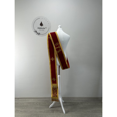 Embroidered orar on velvet - Double orar for deacon - Greek style orar