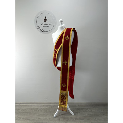 Embroidered orar on velvet - Double orar for deacon - Greek style orar