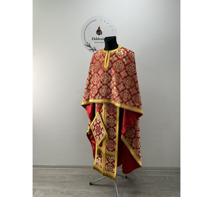 Greek-style vestment for priest - Liturgical vestment set - Phelon, stole, cuffs