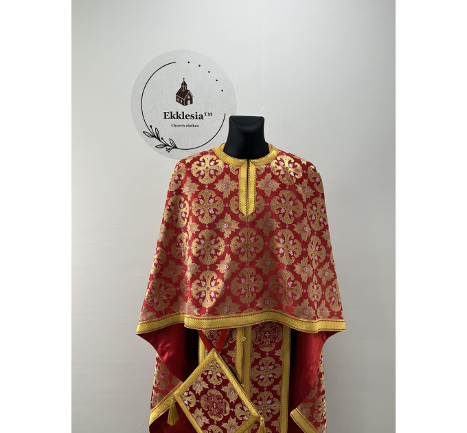 Greek-style vestment for priest - Liturgical vestment set - Phelon, stole, cuffs