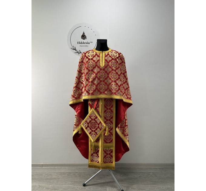 Greek-style vestment for priest - Liturgical vestment set - Phelon, stole, cuffs