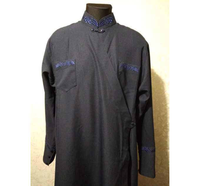 Orthodox Greek undercassock from gabardine with machine embroidery - Cassock for a priest- Clergy robe - Inner cassock