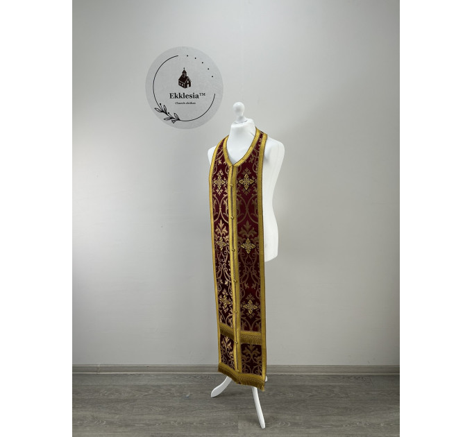 Metallic brocade epitrachil and cuffs - Priest communion set - Stole, pair cuffs