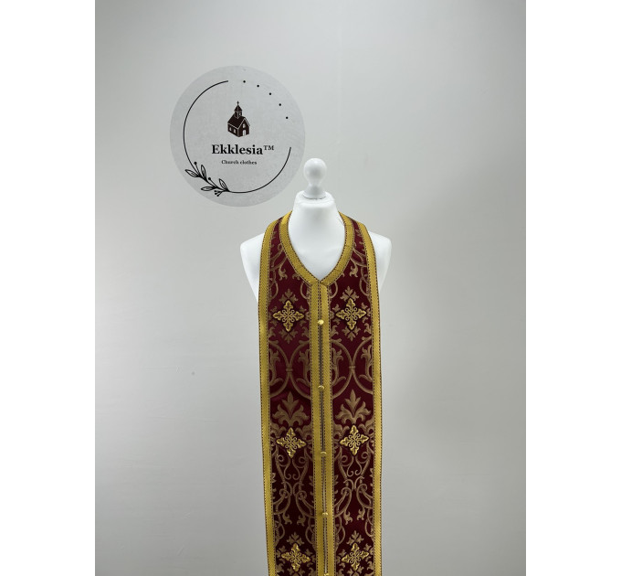 Metallic brocade epitrachil and cuffs - Priest communion set - Stole, pair cuffs