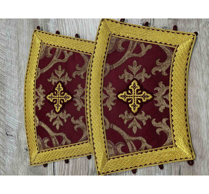 Metallic brocade epitrachil and cuffs - Priest communion set - Stole, pair cuffs