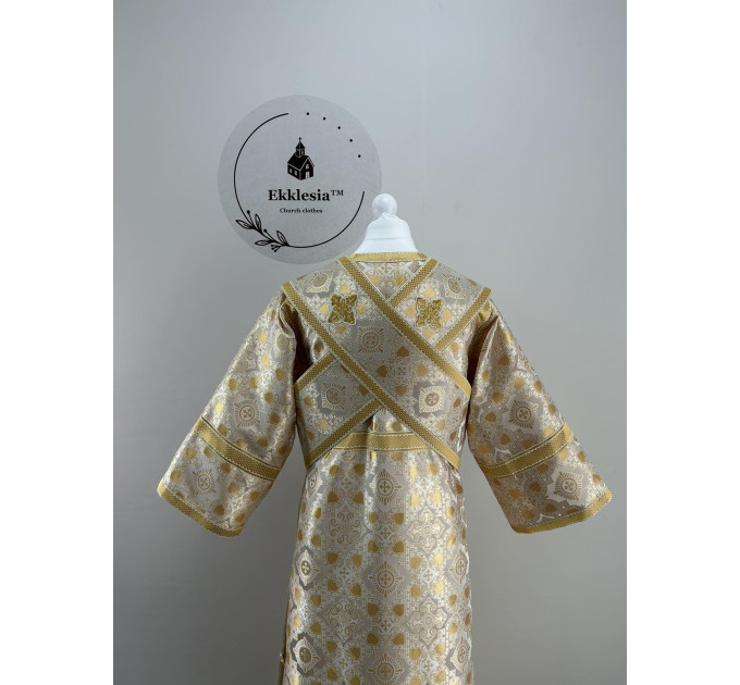 Sticharion for subdeacon in white-gold brocade - Altar boy robe - Single orar