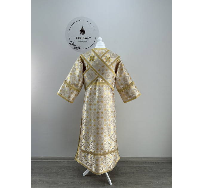 Sticharion for subdeacon in white-gold brocade - Altar boy robe - Single orar
