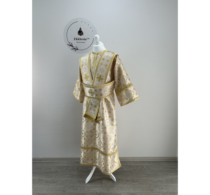 Sticharion for subdeacon in white-gold brocade - Altar boy robe - Single orar