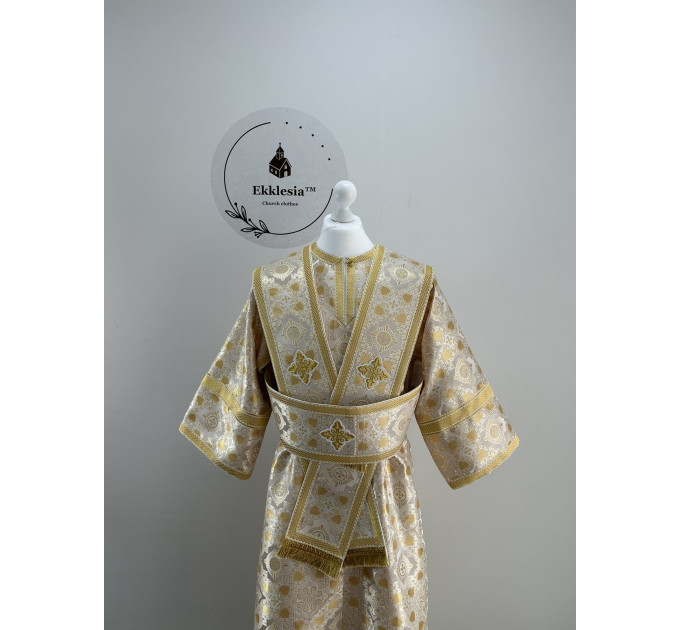 Sticharion for subdeacon in white-gold brocade - Altar boy robe - Single orar