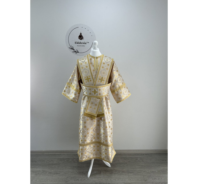 Sticharion for subdeacon in white-gold brocade - Altar boy robe - Single orar