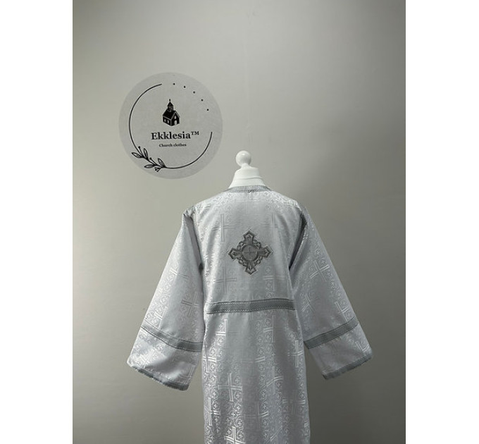 White brocade sticharion - Orthodox stikhar - Altar Server Reader robe