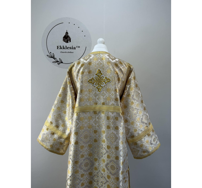White-gold brocade sticharion - Orthodox stikhar - Altar Server Reader robe