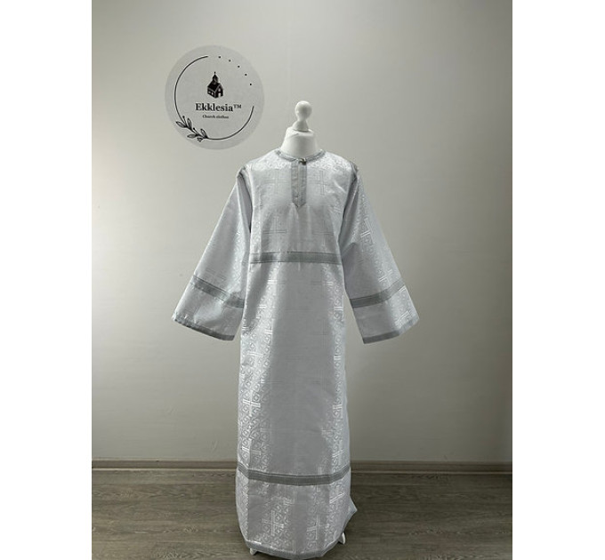 White brocade sticharion - Orthodox stikhar - Altar Server Reader robe