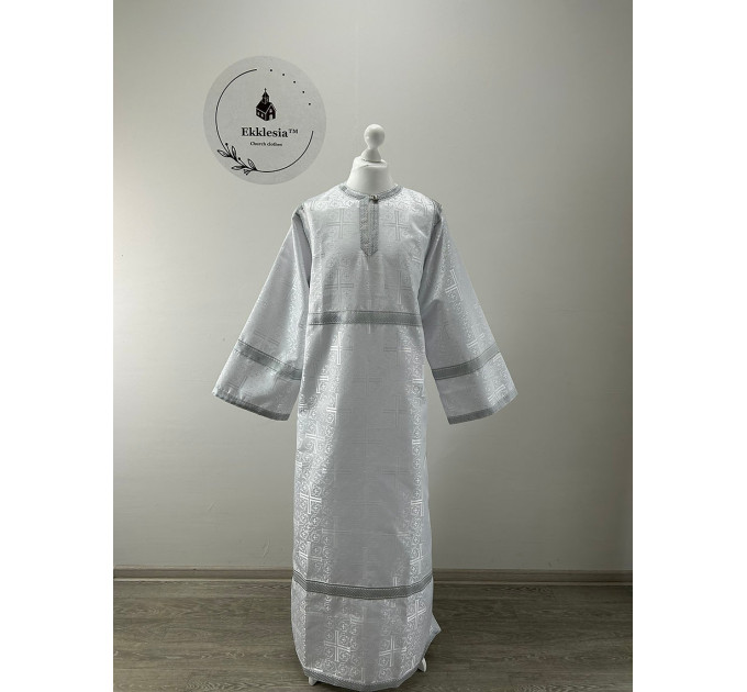 White brocade sticharion - Orthodox stikhar - Altar Server Reader robe