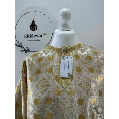 White-gold brocade sticharion - Orthodox stikhar - Altar Server Reader robe