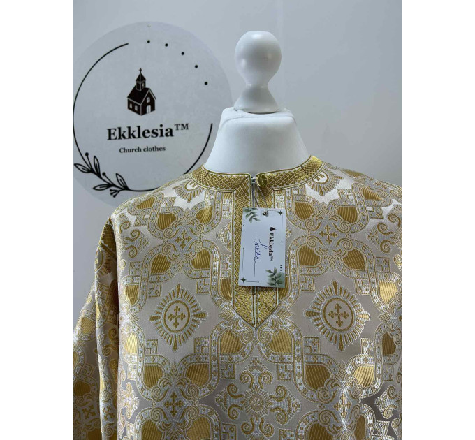 White-gold brocade sticharion - Orthodox stikhar - Altar Server Reader robe