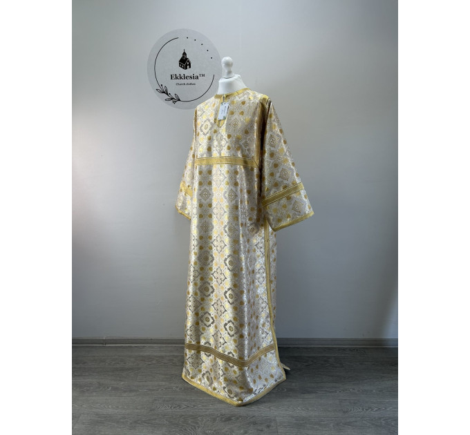 White-gold brocade sticharion - Orthodox stikhar - Altar Server Reader robe