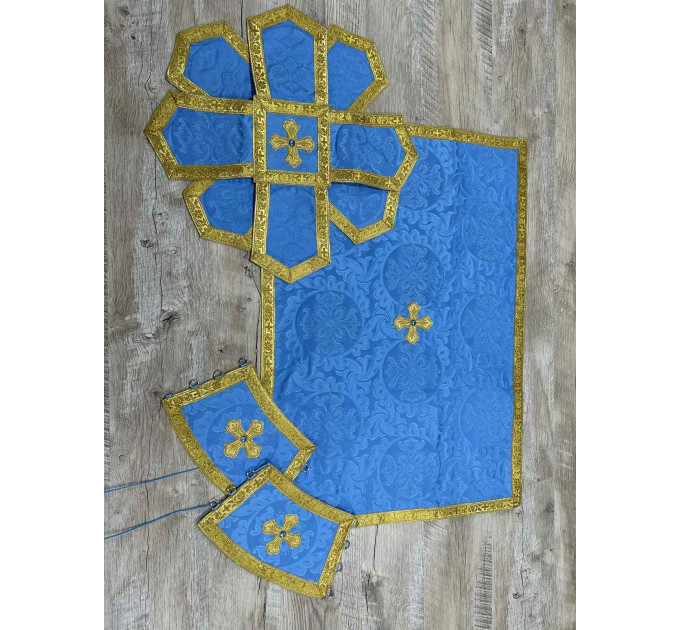 Priest vestment in Greek style - Unique blue vestment set - Orthodox phelon