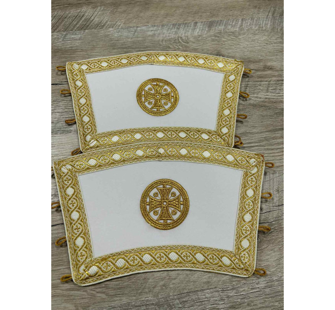 Reversible embroidered communion set - Double stole and cuffs - Two sides stole