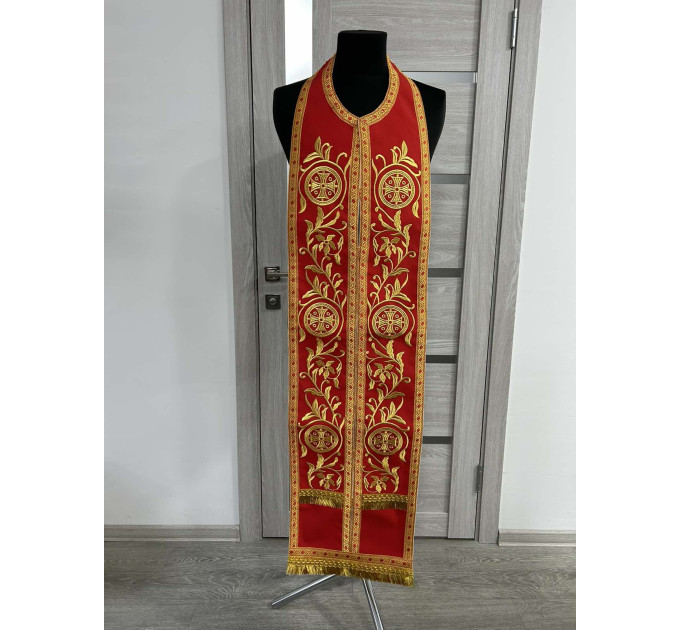 Reversible embroidered communion set - Double stole and cuffs - Two sides stole