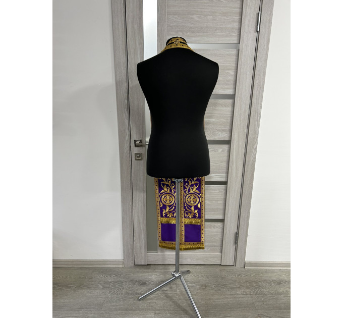 Reversible embroidered communion set - Double stole and cuffs - Two sides stole
