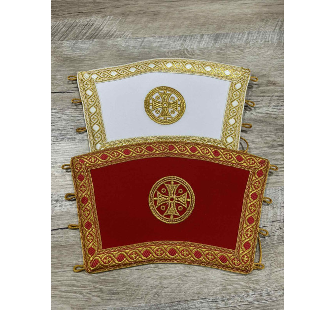 Reversible embroidered communion set - Double stole and cuffs - Two sides stole