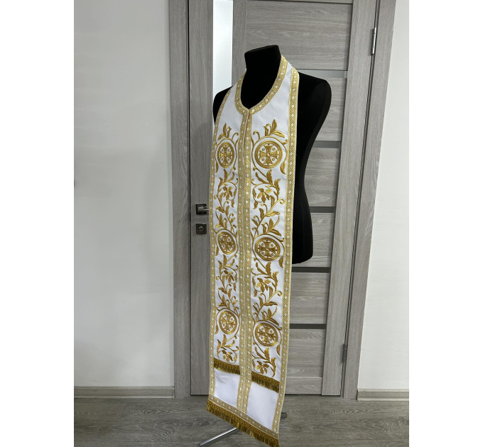 Reversible embroidered communion set - Double stole and cuffs - Two sides stole