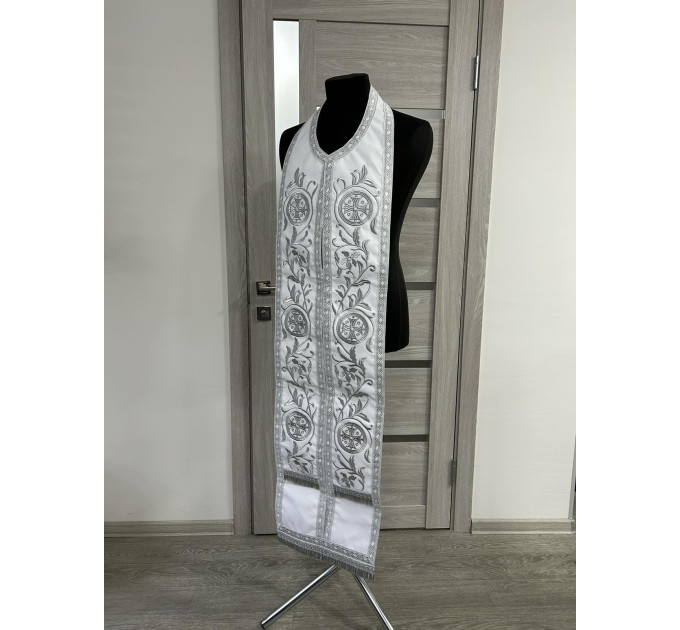 Reversible embroidered communion set - Double stole and cuffs - Two sides stole