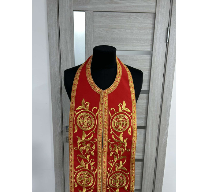 Reversible embroidered communion set - Double stole and cuffs - Two sides stole