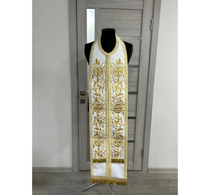 Reversible embroidered communion set - Double stole and cuffs - Two sides stole