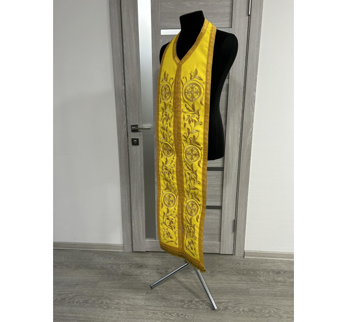 Reversible embroidered communion set - Double stole and cuffs - Two sides stole