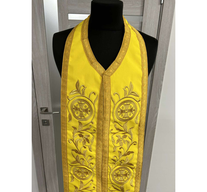 Reversible embroidered communion set - Double stole and cuffs - Two sides stole