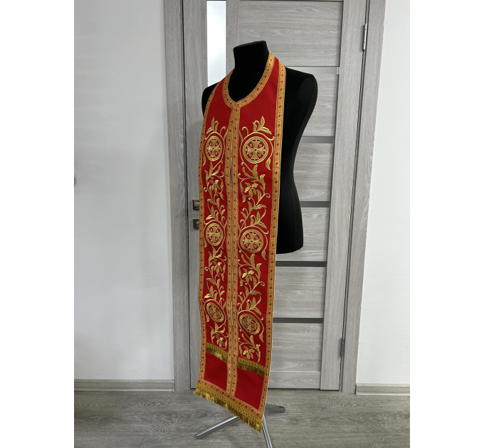 Reversible embroidered communion set - Double stole and cuffs - Two sides stole