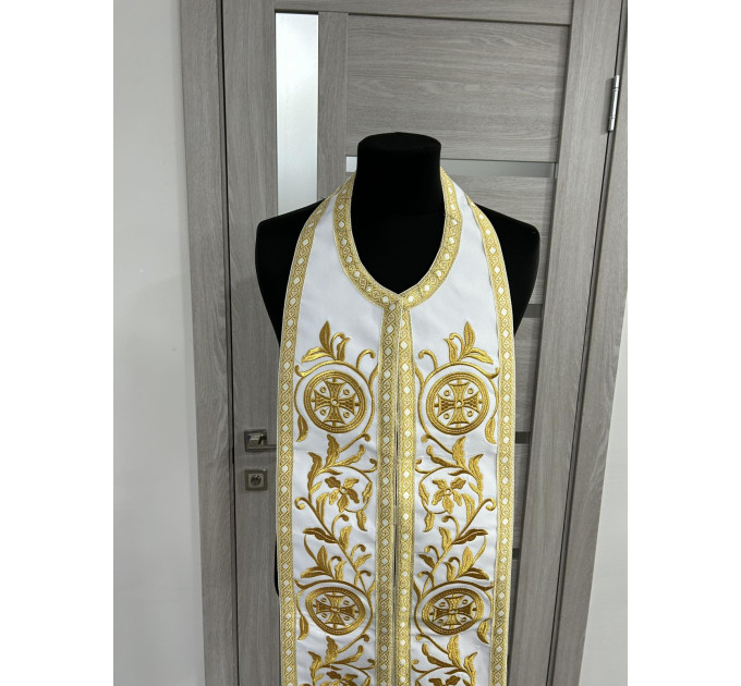 Reversible embroidered communion set - Double stole and cuffs - Two sides stole
