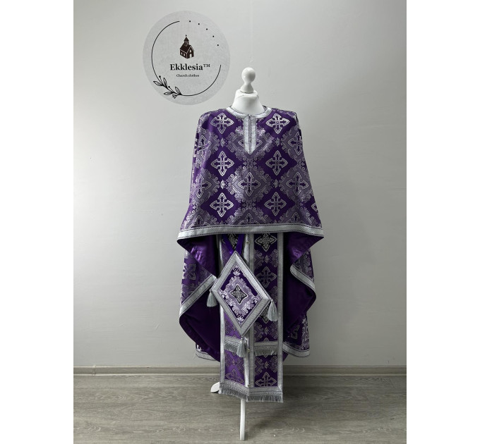 Greek-style Lent vestment for priest - Liturgical vestment set - Phelon, stole