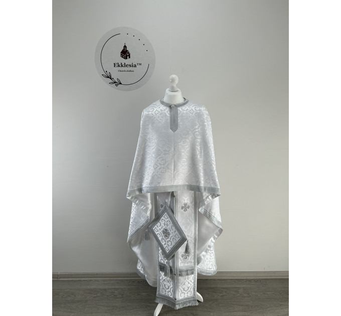 Greek style priest vestment- White phelon - Orthodox ordination vestment set