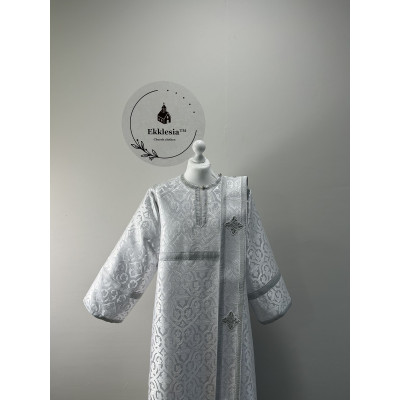 White vestment for deacon - Stichar and orar - Stikharion, single orar, cuffs